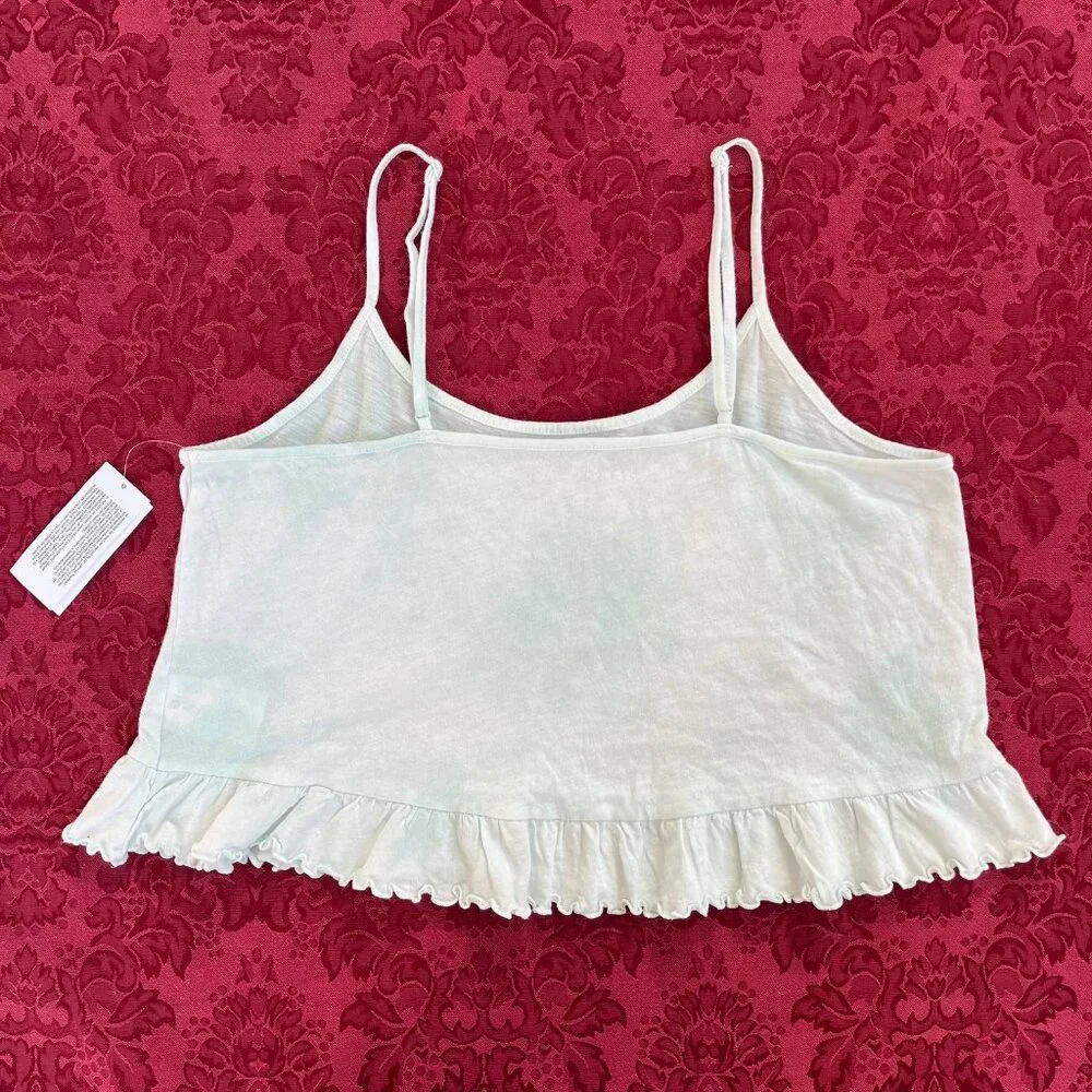 American Eagle Cotton Ruffle Crop Tank Top Medium - Picture 5 of 14